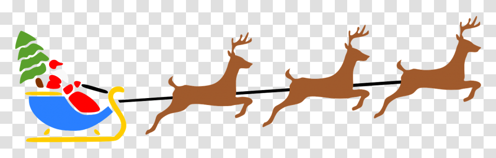 Free Clipart For Commercial Use Santa Sleigh With Reindeer Clipart, Wildlife, Mammal, Animal, Elk Transparent Png
