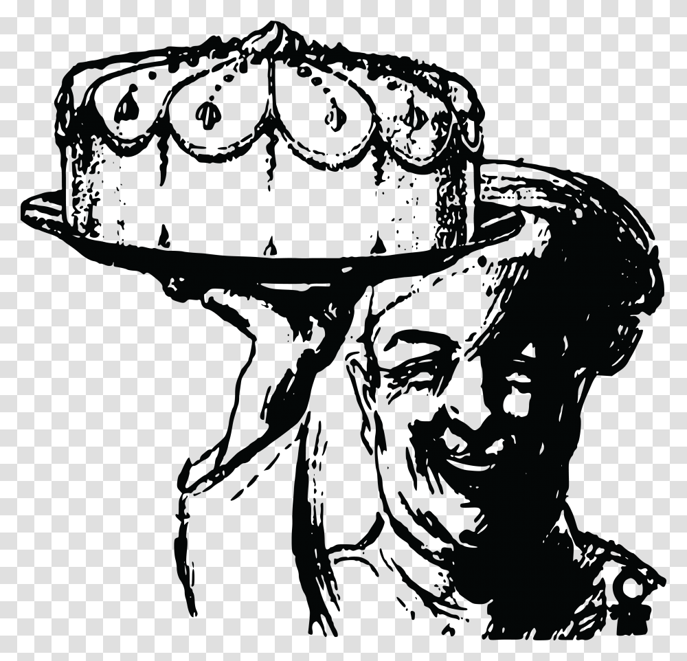 Free Clipart Of A Baker Holding Up A Cake, Person, Photography, Hat Transparent Png