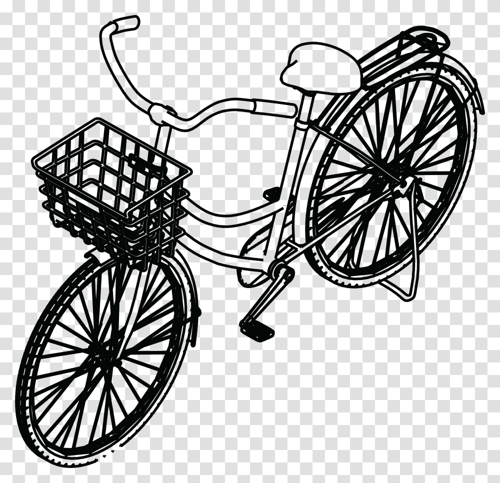 Free Clipart Of A Bicycle With A Basket, Vehicle, Transportation, Bike, Wheel Transparent Png