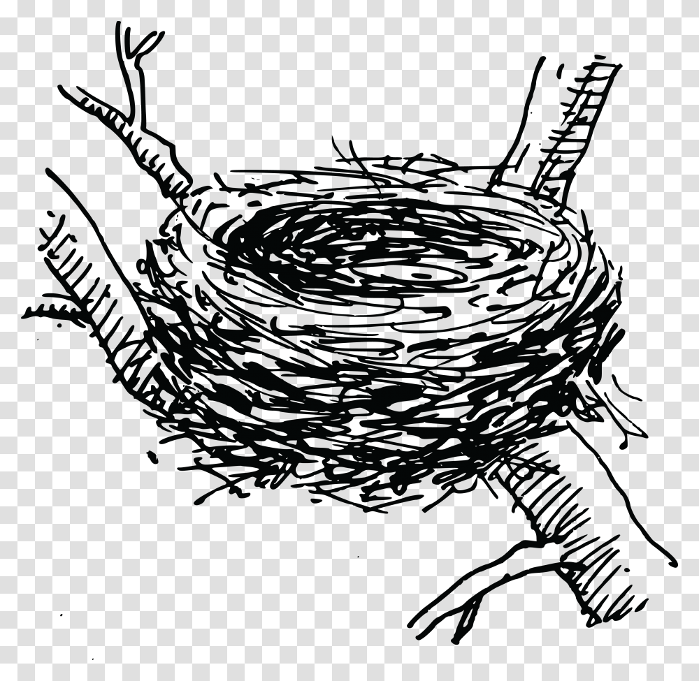 Free Clipart Of A Bird Nest Clip Art Bird Nest, Silhouette, Water Transparent Png