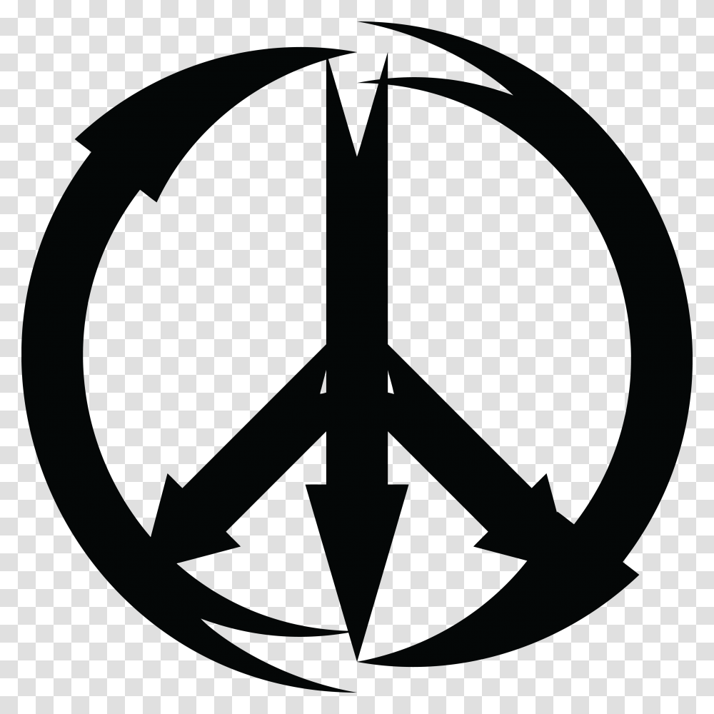 Free Clipart Of A Black And White Arrow Peace Symbol Peace Sign, Lamp, Stencil, Star Symbol, Logo Transparent Png