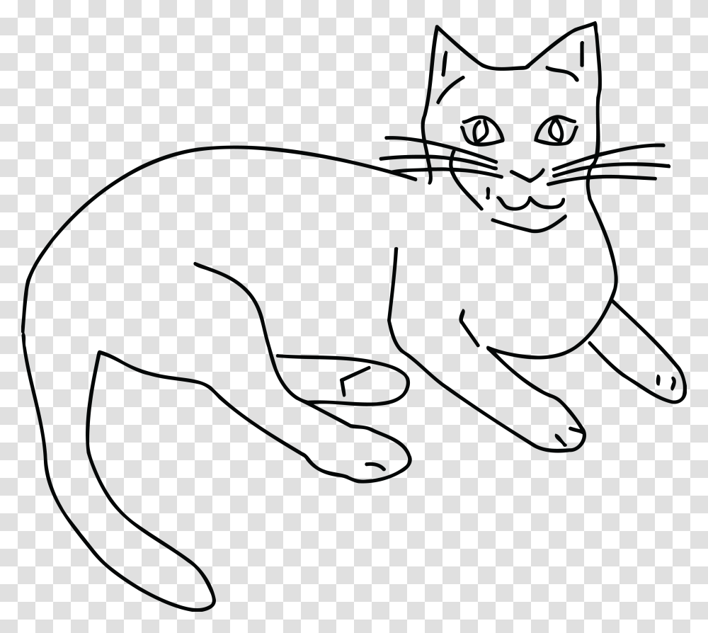 Free Clipart Of A Black And White Cat Mammals Black And White Clipart Cat, Animal, Pet, Wildlife, Panther Transparent Png