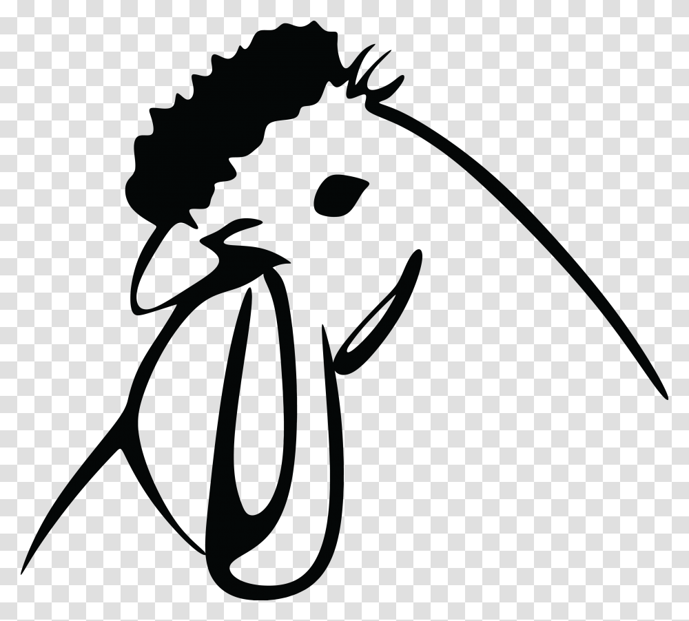 Free Clipart Of A Black And White Chicken Head, Silhouette, Face, Photography Transparent Png