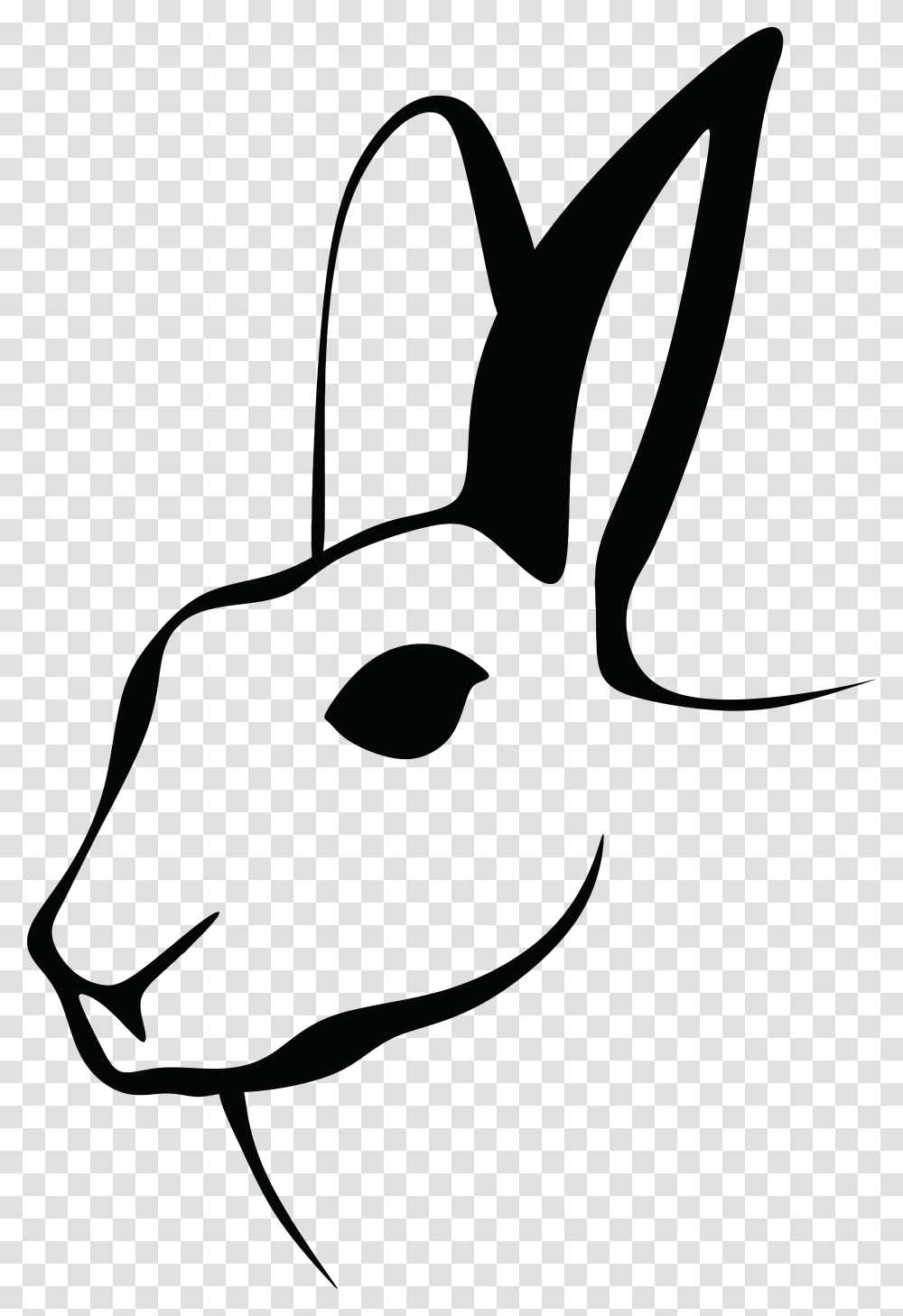Free Clipart Of A Black And White Rabbit Head, Silhouette, Tie, Accessories Transparent Png