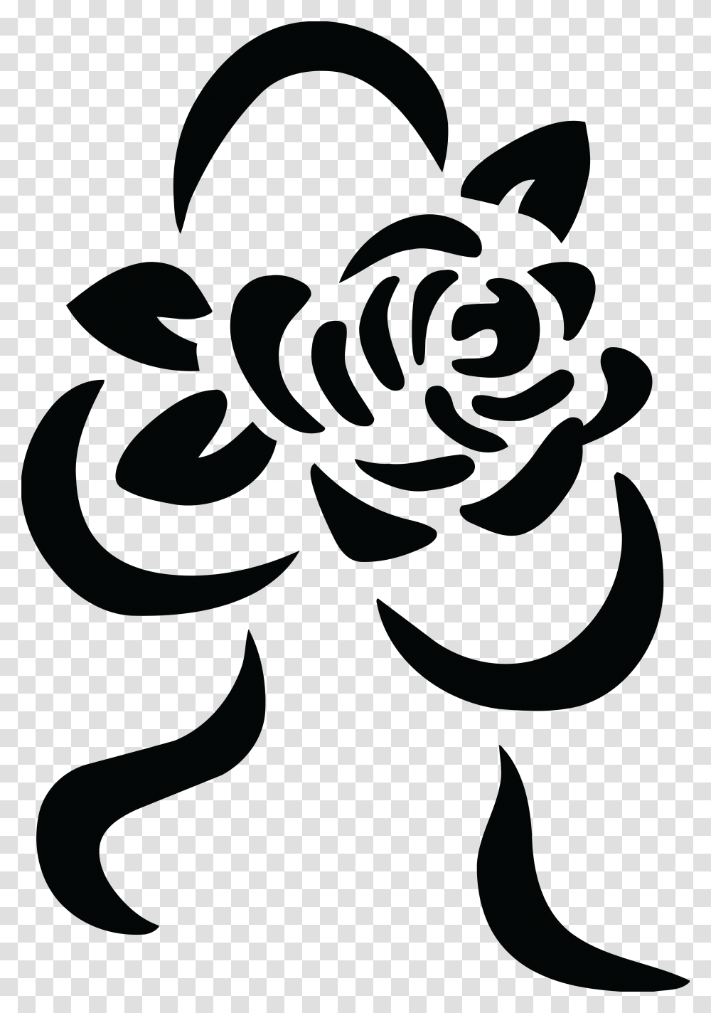 Free Clipart Of A Black And White Rose And Ribbon Bouquet, Alphabet Transparent Png