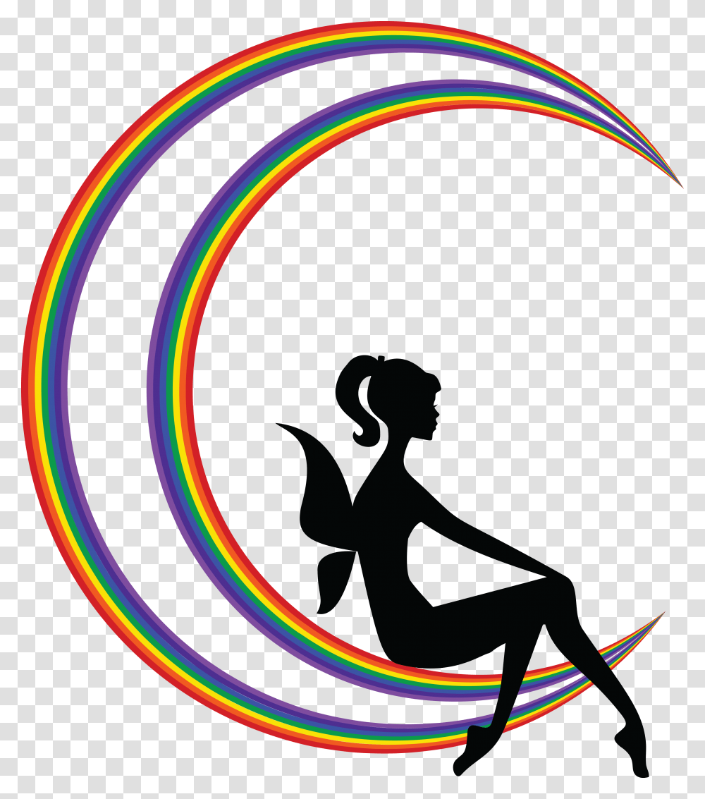 Free Clipart Of A Black Silhouetted Female Fairy Sitting Fairy Sitting On Moon Silhouette, Light, Hula, Toy, Hoop Transparent Png