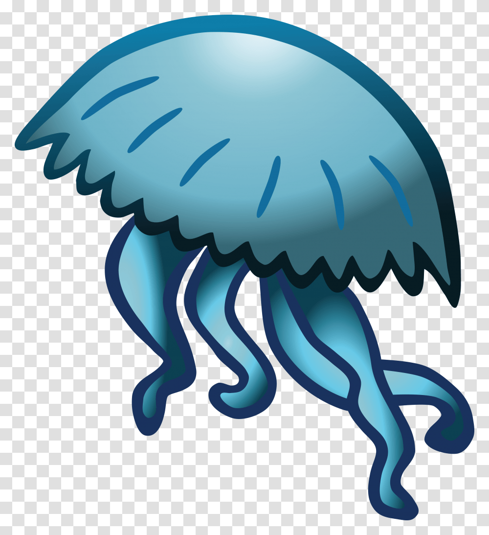 Free Clipart Of A Blue Jellyfish Moon Jelly Fish Cartoon, Sea Life, Animal, Invertebrate Transparent Png