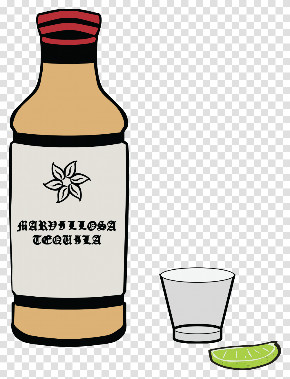 Free Clipart Of A Bottle Of Tequila Flower Clip Art, Alcohol, Beverage, Label Transparent Png