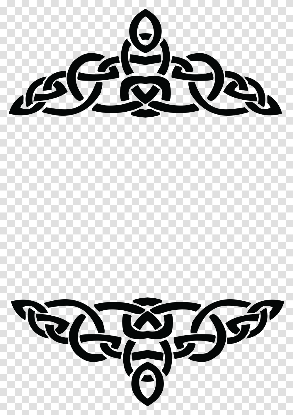 Free Clipart Of A Celtic Border Design Element In Black And White, Cross, Pillow Transparent Png