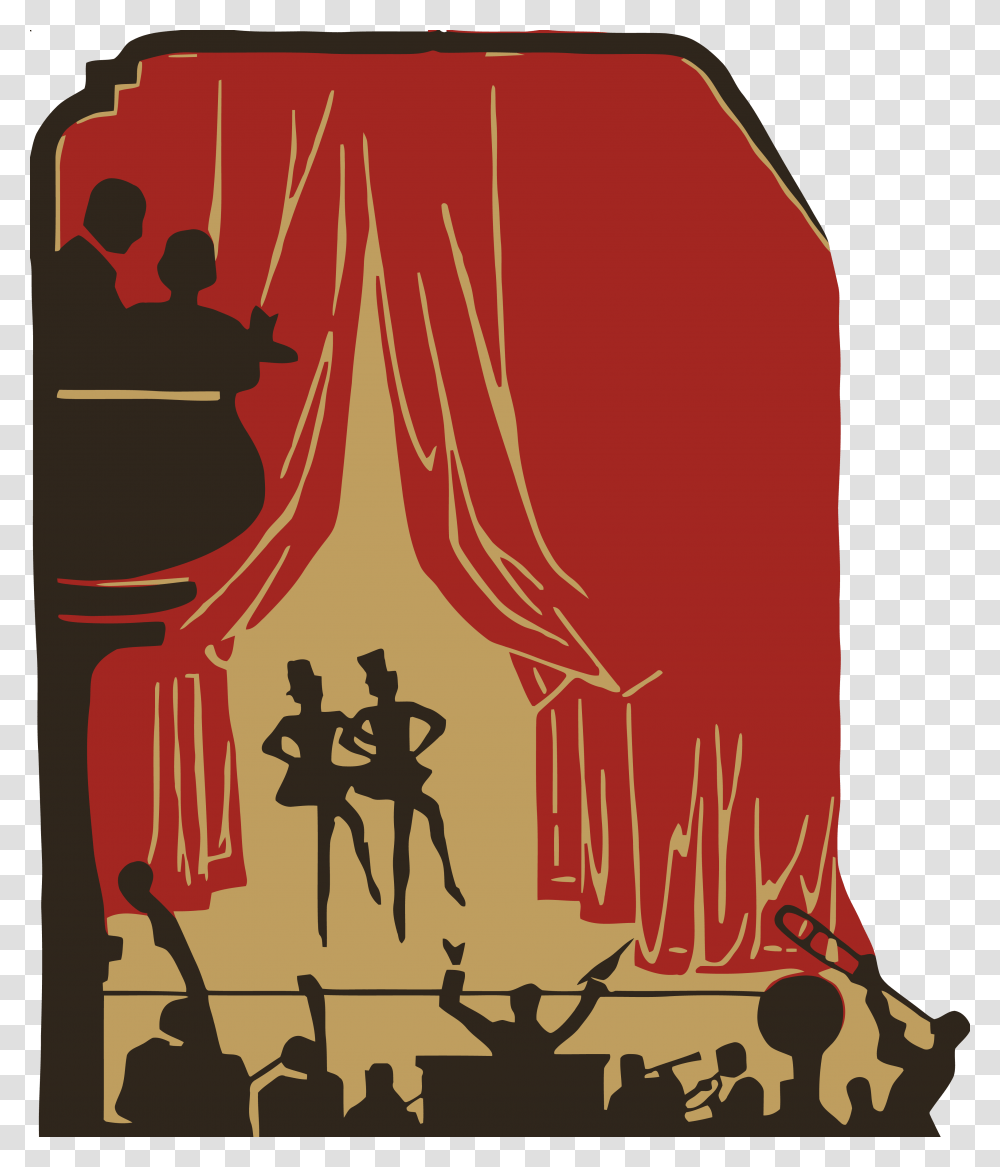 Free Clipart Of A Crowd Of Silhouetted People And A Theater Play Picture Clipart, Poster, Advertisement Transparent Png