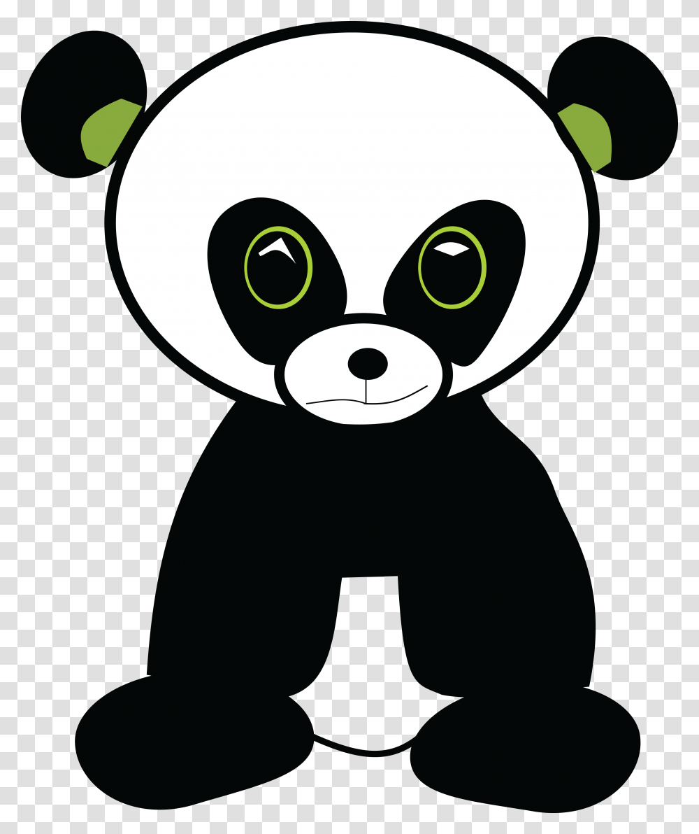 Free Clipart Of A Cute Green Eyed Panda, Animal, Mammal, Stencil, Wildlife Transparent Png
