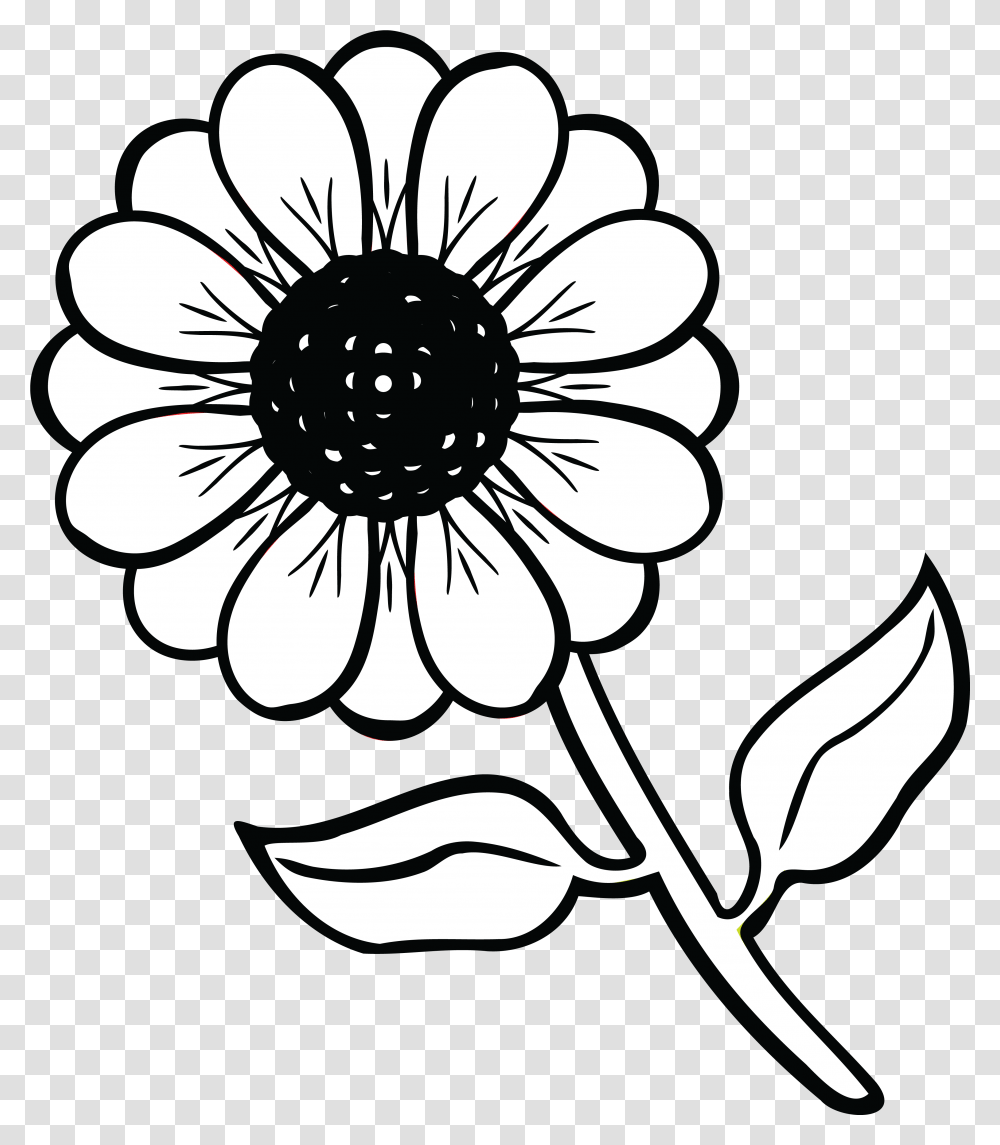 Free Clipart Of A Daisy Flower Black And White Flower Flower Clipart Black And White, Graphics, Floral Design, Pattern, Plant Transparent Png
