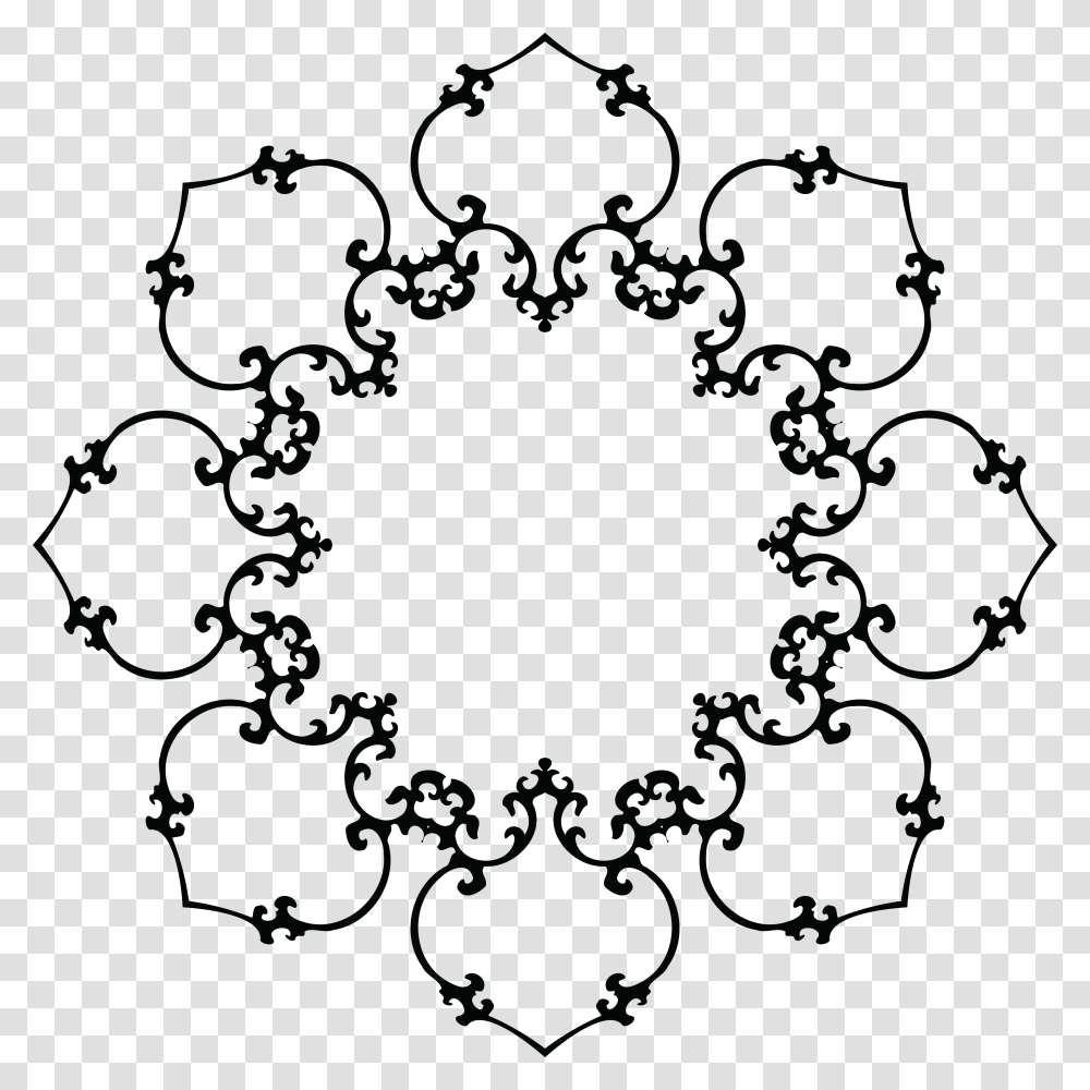 Free Clipart Of A Fancy Floral Frame Black And White, Pattern, Floral Design Transparent Png