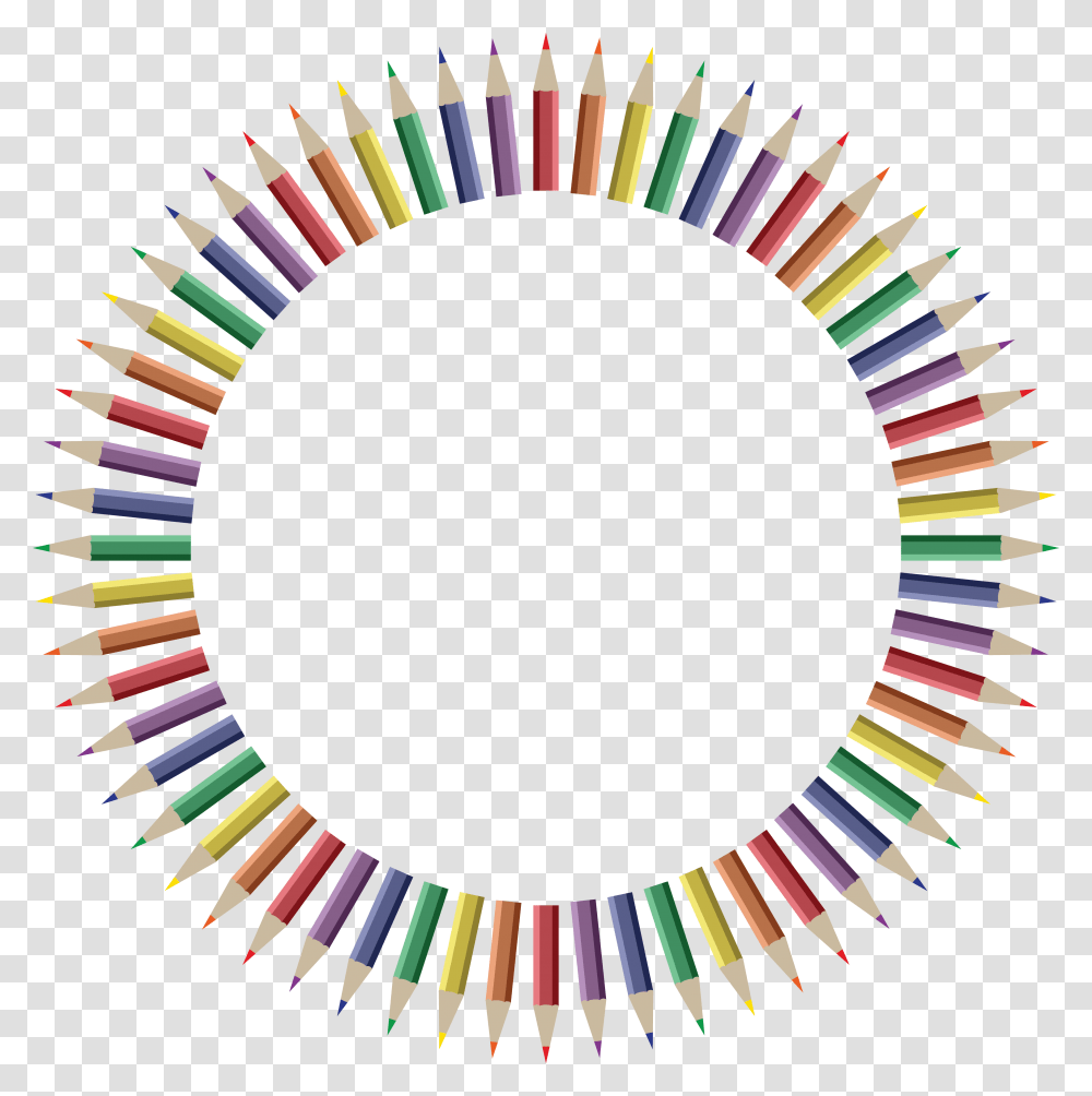 Free Clipart Of A Frame Of Colored Pencils, Crayon, Lamp Transparent Png