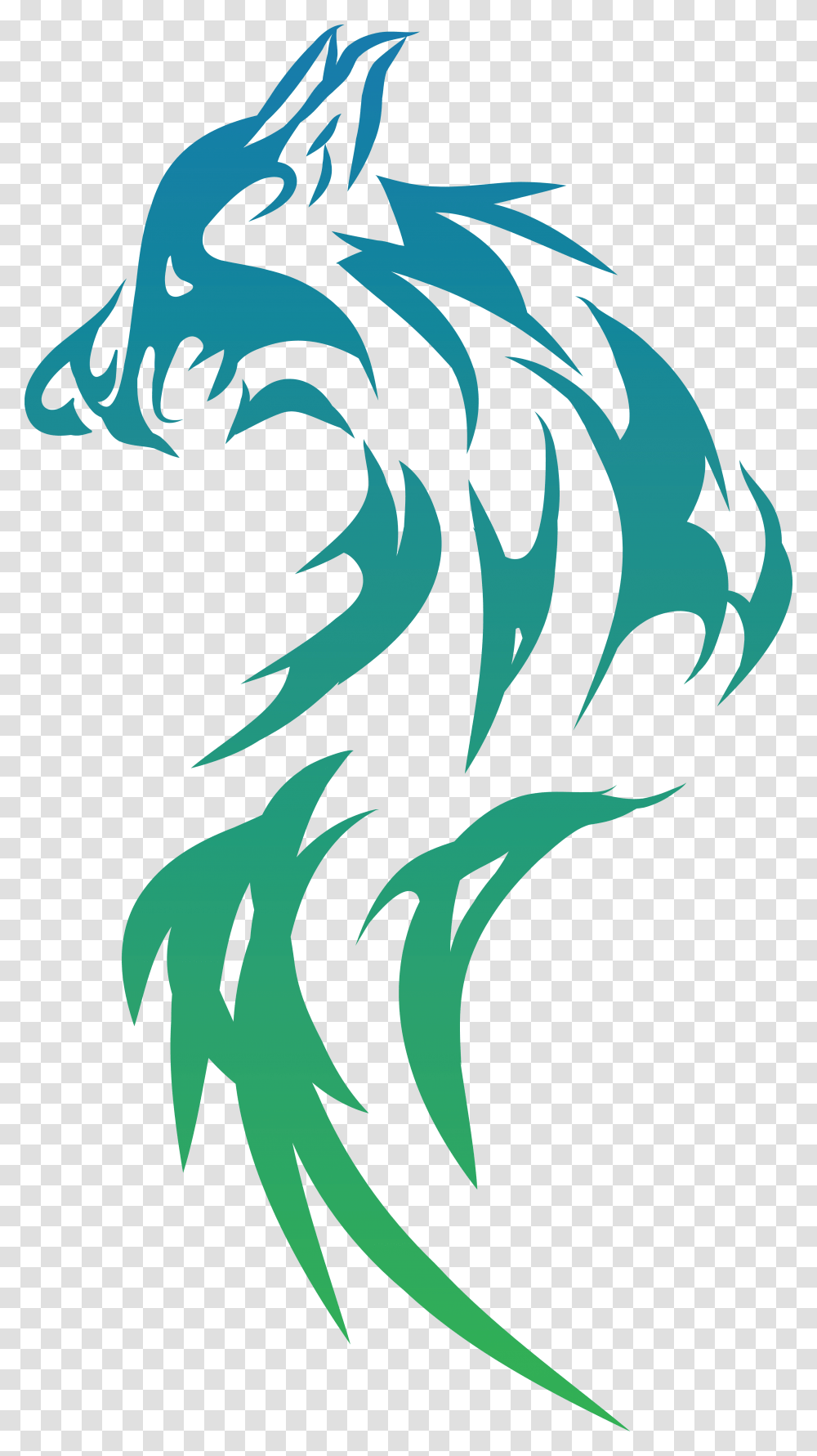 Free Clipart Of A Gradient Tribal Wolf Tribal Wolf Clip Art, Dragon Transparent Png
