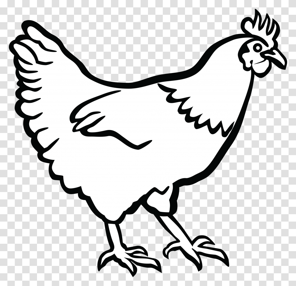 Free Clipart Of A Hen In Black And White, Animal, Bird, Poultry, Fowl Transparent Png