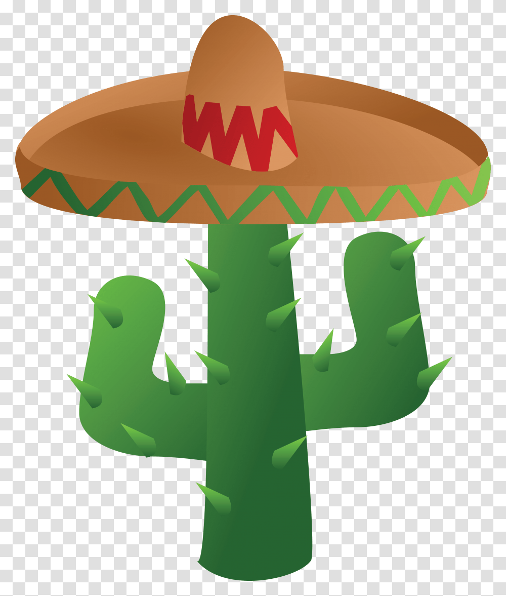 Free Clipart Of A Mexican Cactus Wearing A Sombrero Hat, Apparel, Plant Transparent Png