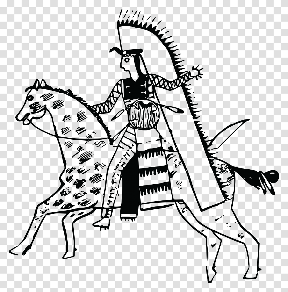 Free Clipart Of A Native American Indian, Knight, Samurai, Horse, Mammal Transparent Png