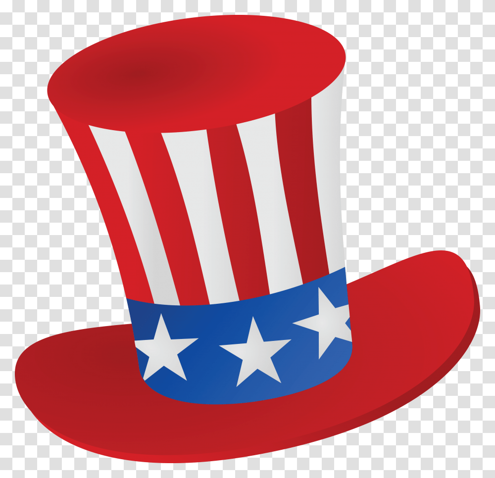 Free Clipart Of A Patriotic American Top Hat Uncle Sam Hat, Apparel, Cowboy Hat, Party Hat Transparent Png
