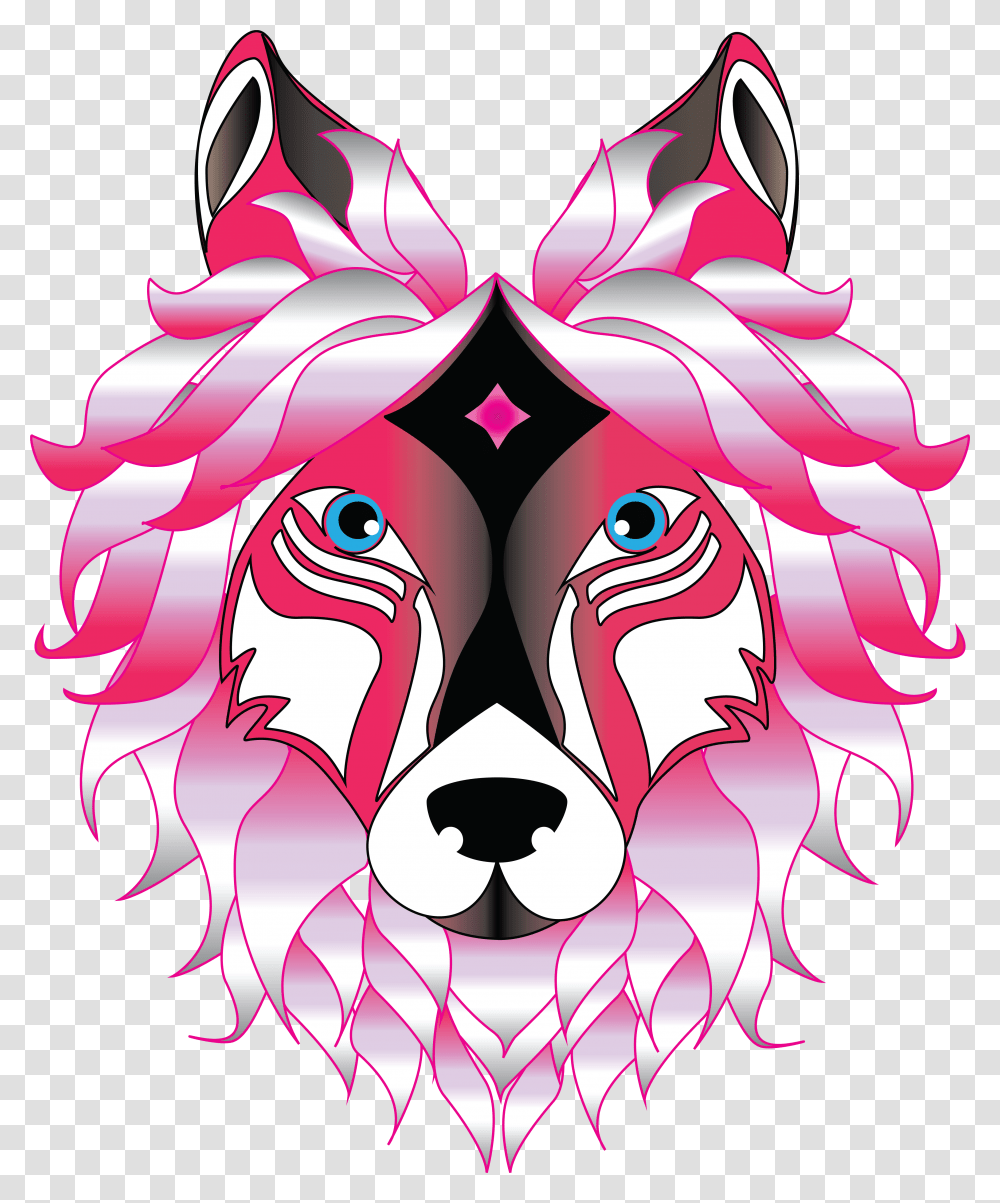 Free Clipart Of A Pink Fox Spirit Animal Native American Totem Wolf, Pattern, Ornament, Painting Transparent Png