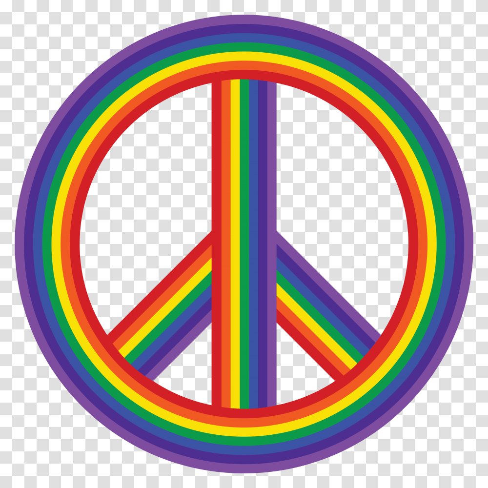 Free Clipart Of A Rainbow Peace Symbol Peace Sign No Background, Light, Neon Transparent Png