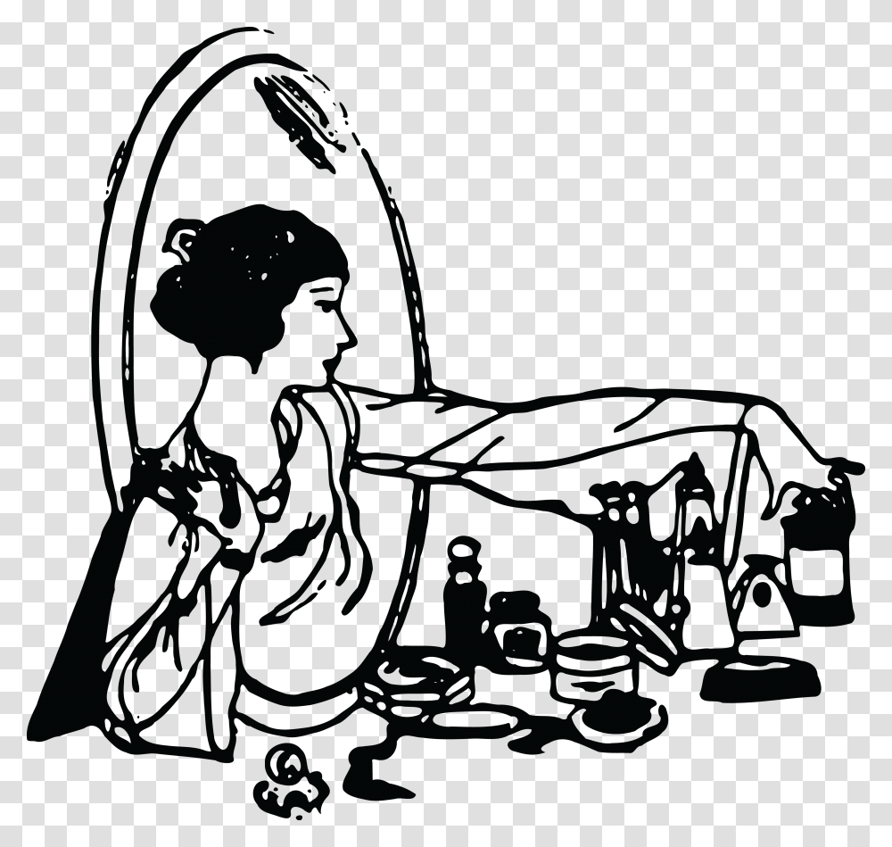 Free Clipart Of A Retro Woman, Painting, Kneeling, Silhouette, Face Transparent Png
