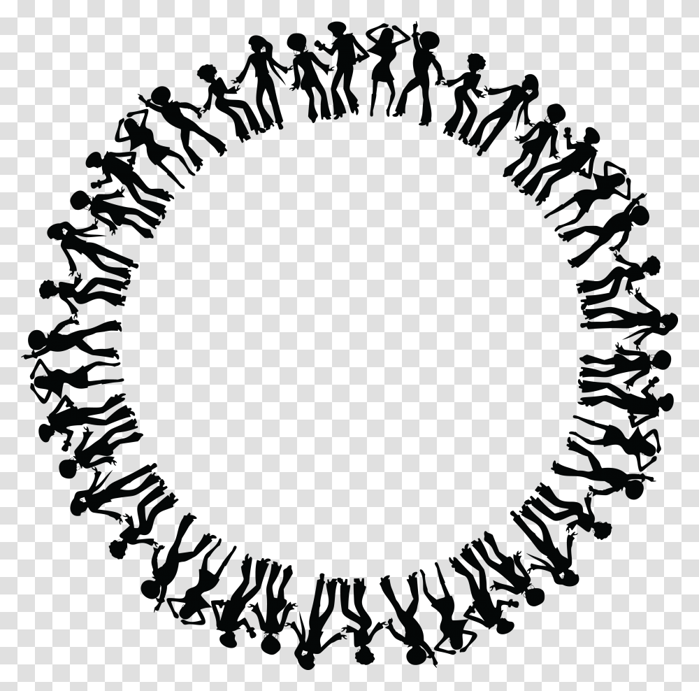 Free Clipart Of A Round Border Frame Of Black Silhouetted Disco, Label, Number Transparent Png