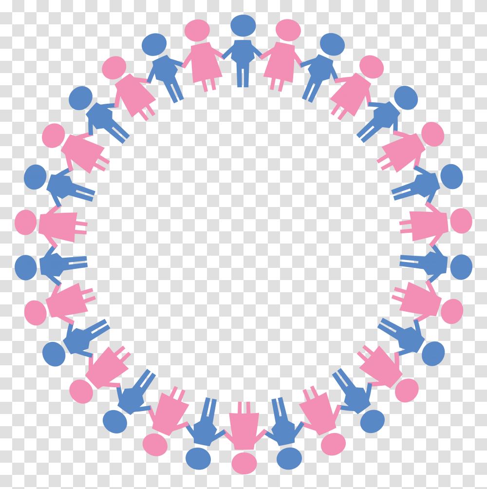 Free Clipart Of A Round Border Of Boys And Girls, Number, Purple Transparent Png