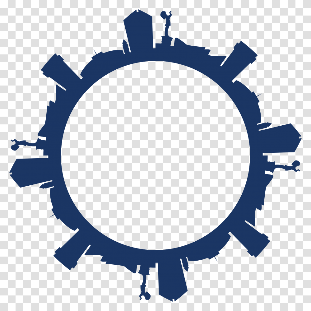 Free Clipart Of A Round Frame Of The Wichita Kansas Skyline, Machine, Gear Transparent Png