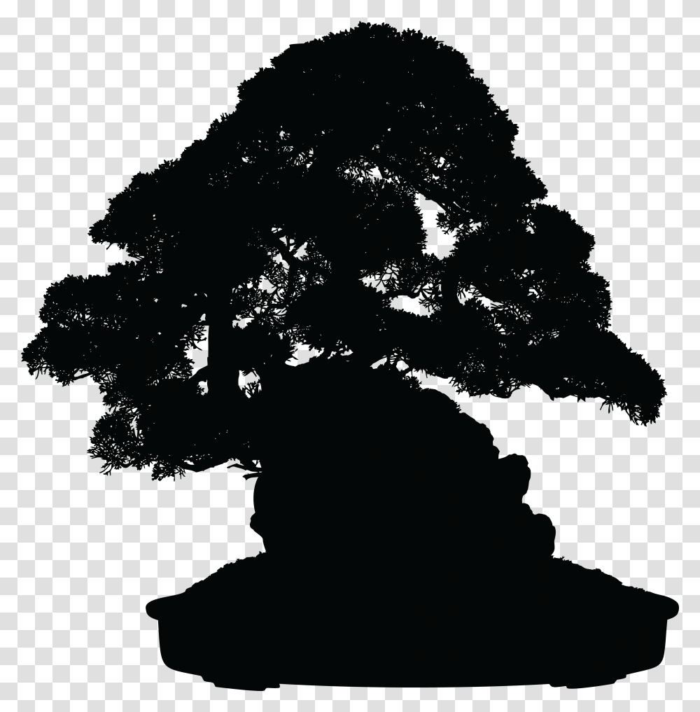 Free Clipart Of A Silhouetted Bonsai Plant Bonsai, Nature, Outdoors, Outer Space, Astronomy Transparent Png