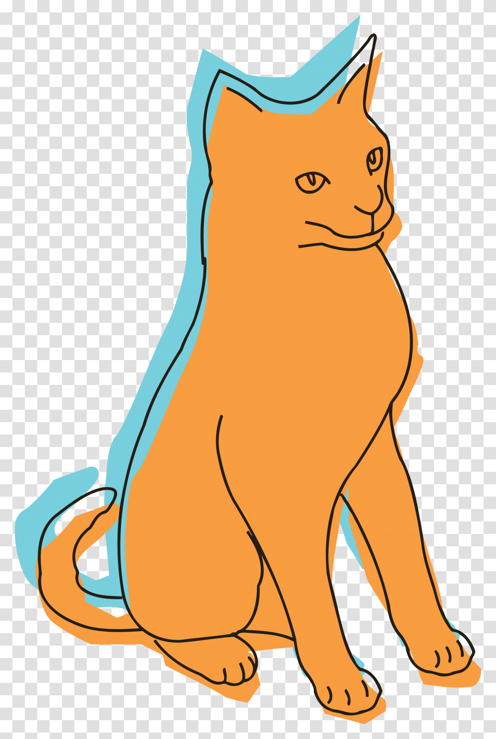 Free Clipart Of A Sitting Blue And Orange Cat, Apparel, Face, Pet Transparent Png