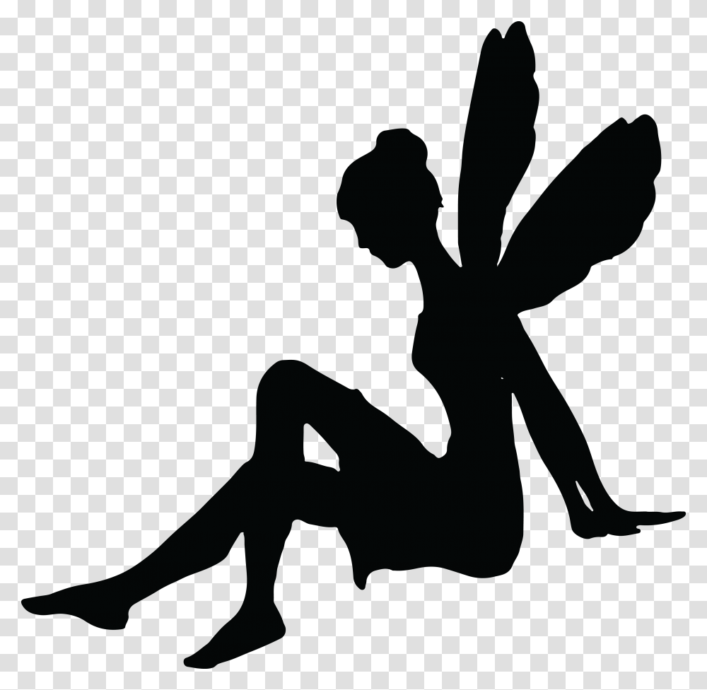 Free Clipart Of A Sitting Fairy Silhouette, Person, Kneeling, Leisure Activities Transparent Png