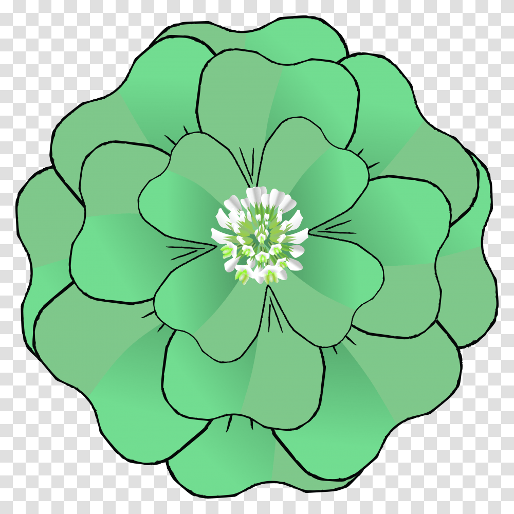 Free Clipart Of A St Patricks Day Green Four Leaf Clover, Plant, Anemone, Flower, Blossom Transparent Png