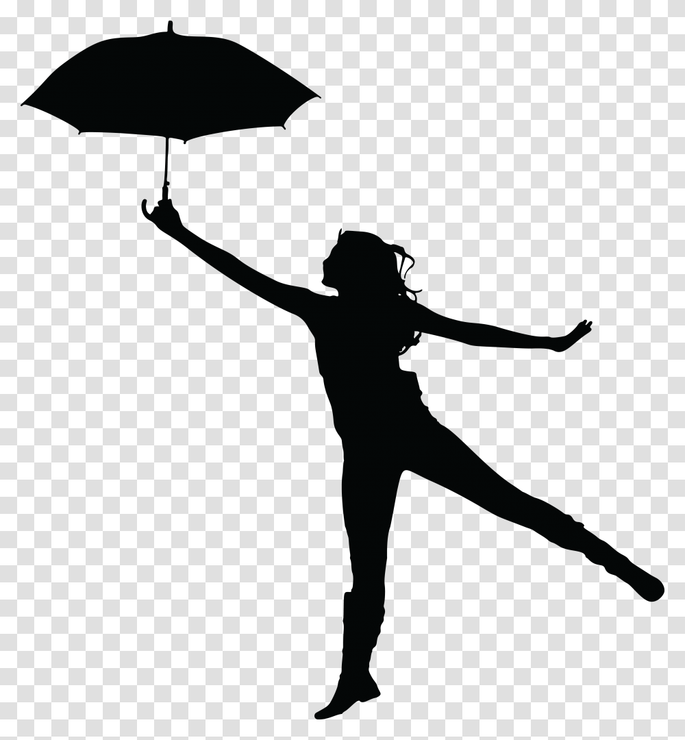 Free Clipart Of A Woman Dancing With An Umbrella, Person, Silhouette, Dance, Leisure Activities Transparent Png