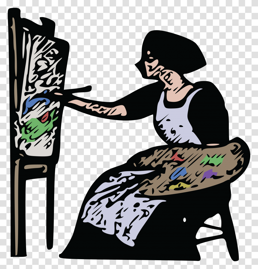 Free Clipart Of A Woman Piainting A Canvas, Person, Sport, People Transparent Png