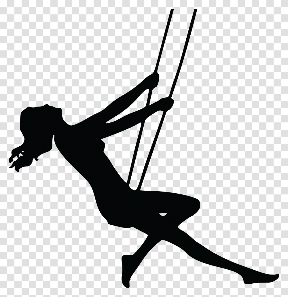 Free Clipart Of A Woman Swinging, Person, Human, Silhouette, Acrobatic Transparent Png