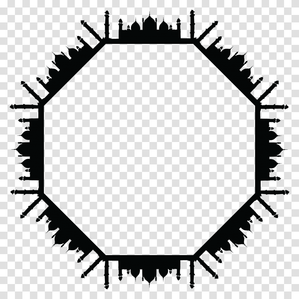 Free Clipart Of An Octagon Frame Of Mosques In Black And White, Number, Logo Transparent Png