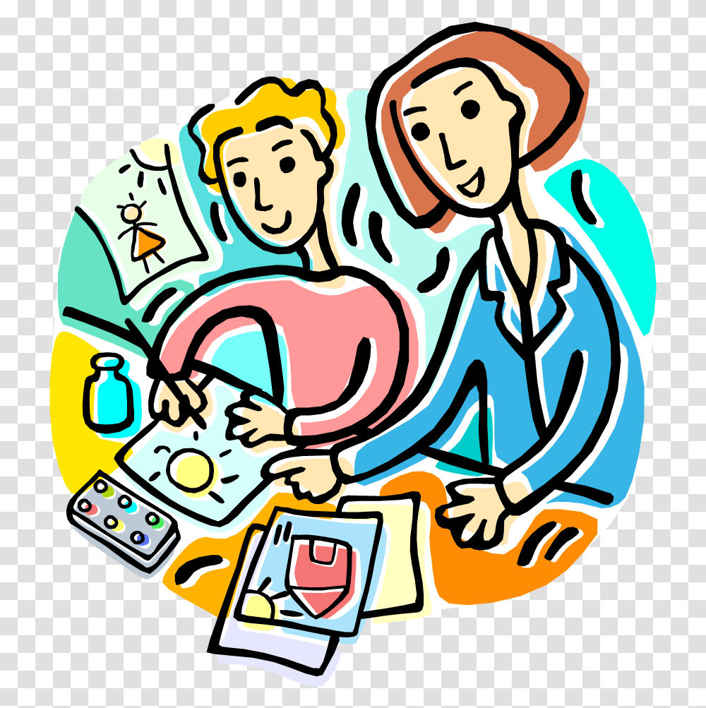 Free Clipart Of Students Doing Their Best Work Teacher Helping Cartoon, Doodle, Drawing Transparent Png
