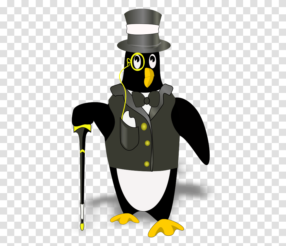 Free Clipart Penguin In Tux, Person, Stick, Cane Transparent Png