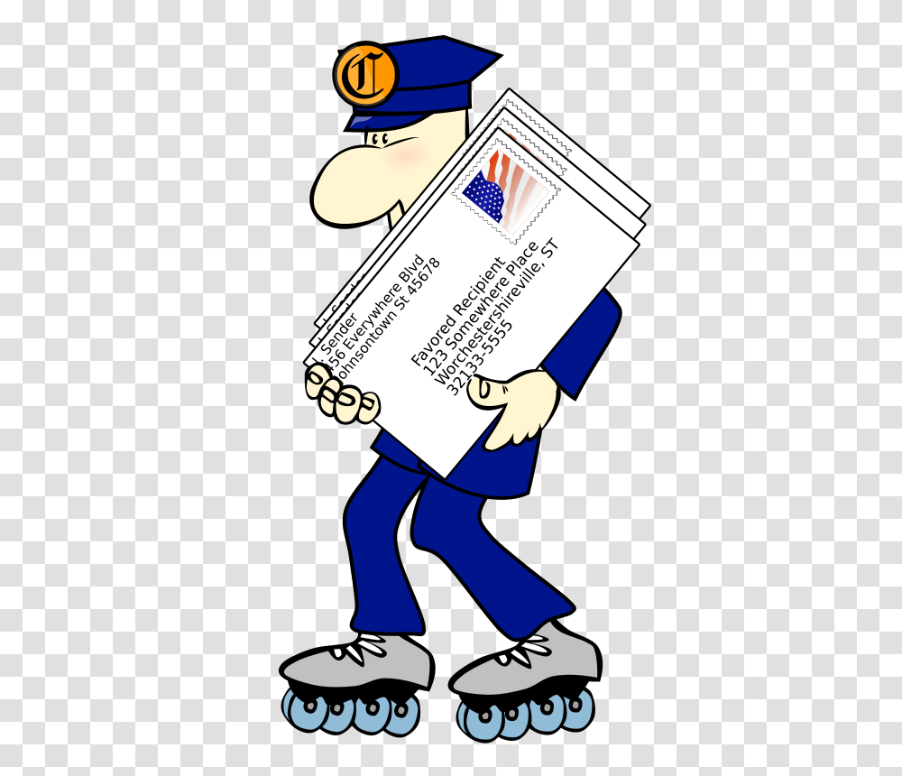 Free Clipart Postman On Skates Eady, Paper, Document, Poster Transparent Png