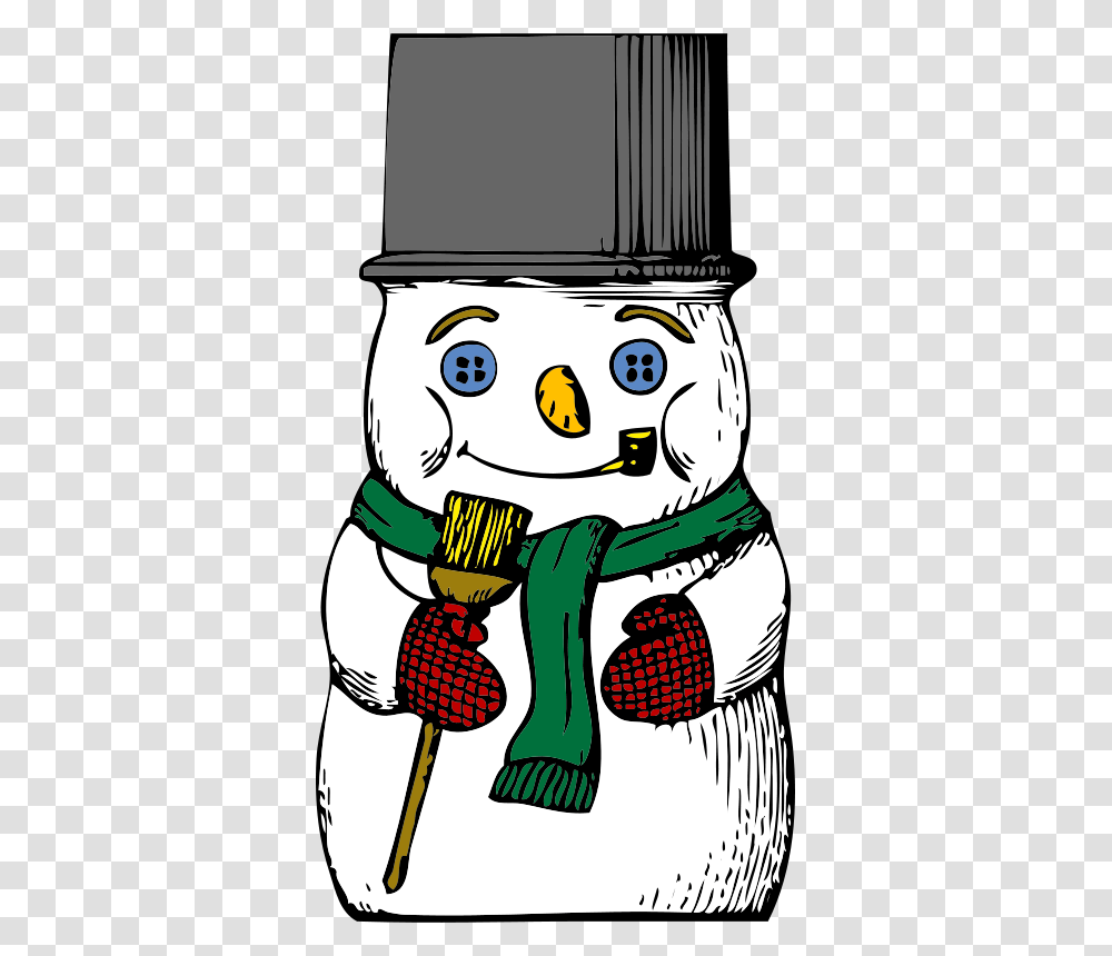 Free Clipart Snowman Johnny Automatic, Brush, Tool, Plant, Outdoors Transparent Png