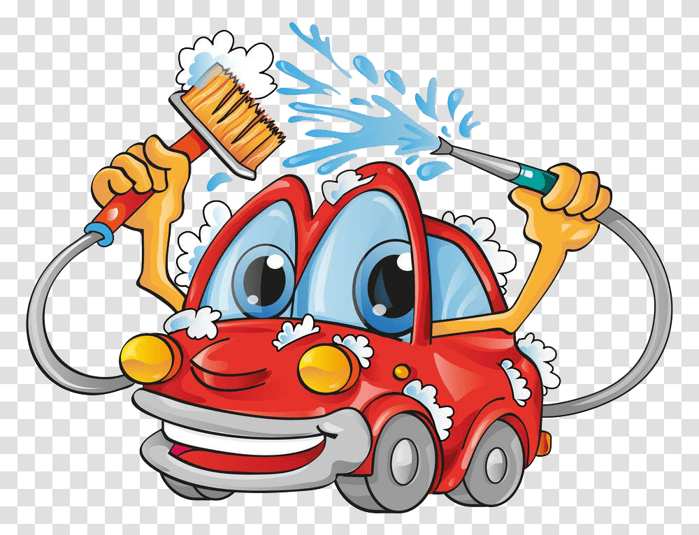 Free Clipart Washing Car Image Car Wash Carwash Cartoon, Vehicle, Transportation, Automobile, Fire Truck Transparent Png