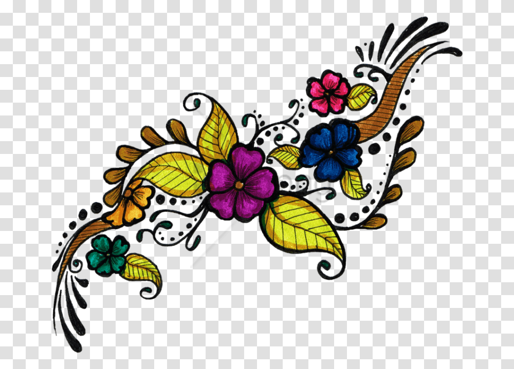 Free Color Tattoo Image With Butterfly Tattoo Design, Floral Design, Pattern Transparent Png