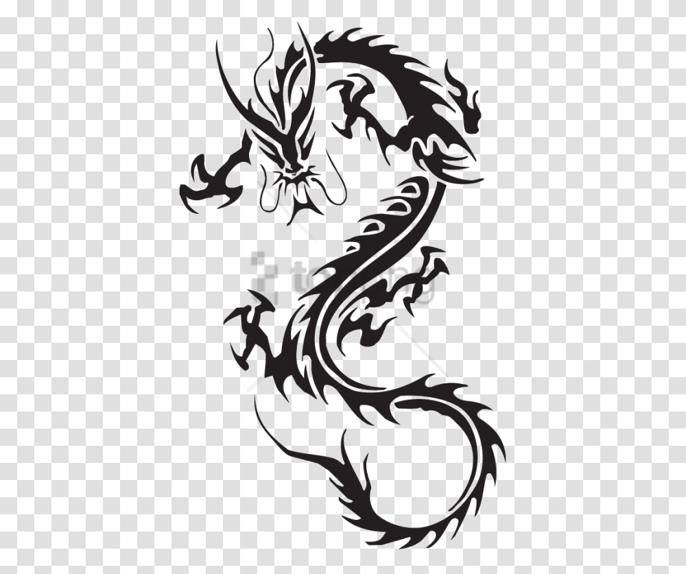 Японский дракон тату черно белое