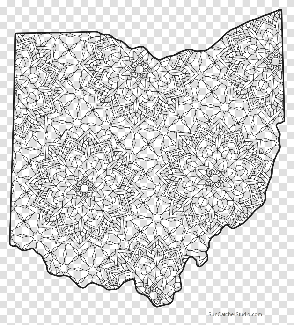 Free Coloring Pages For Ohio Ohio Map Coloring, Rug, Cushion, Pattern, Silhouette Transparent Png
