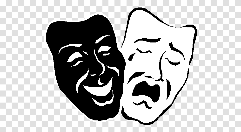 Free Comedy Tragedy Masks Download Clip Art Theatre Happy And Sad Face, Stencil, Text, Graphics Transparent Png
