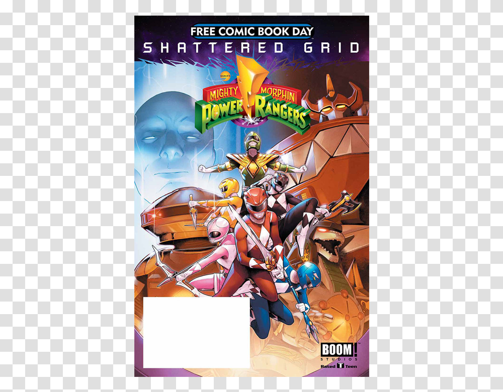 Free Comic Book Day Shattered Grid Mighty Morphin Power Rangers Comic, Person, Human, Helmet Transparent Png