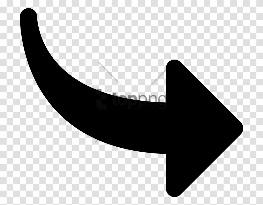 Free Curved Arrow Pointing Right Image With Curved Arrow Icon, Hammer, Tool, Silhouette Transparent Png