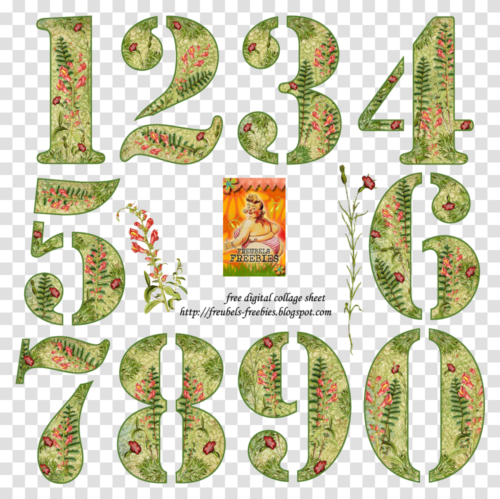 Free Digital Collage Sheet Flower Numbers, Alphabet, Rug Transparent Png