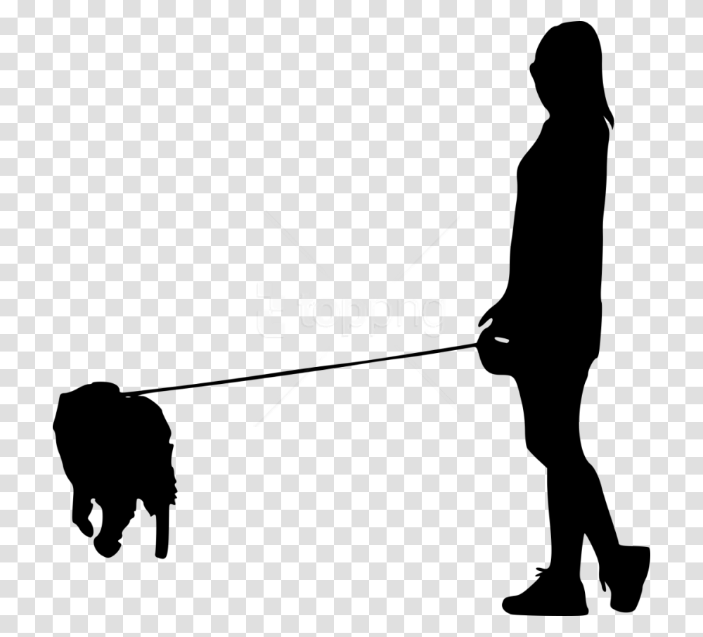 Free Dog Walking Silhouette, Person, Sport, Stencil, Badminton Transparent Png